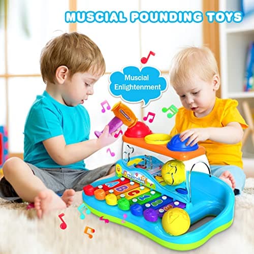 Yerloa Jouets musicaux 1 2 3 Ans Bébé Eclairer l'instrument de Musique Xylophone Clavier de Jeu pour Les bébés Cadeau pour Les garçons et Les Filles
