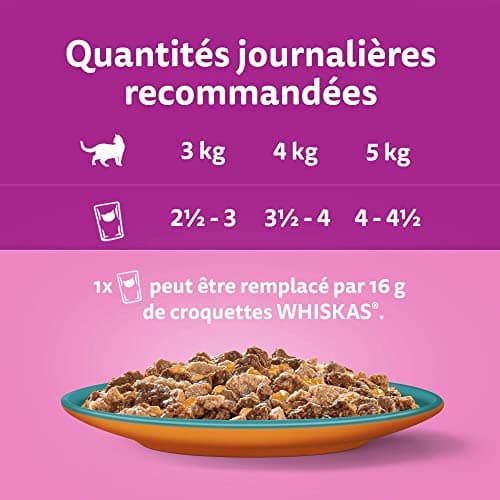 WHISKAS Repas pour Chat - 84 Sachets Fraîcheur de 85g - Pâtée pour Chat Adulte en Gelée - Duo Terre & Mer (4 Variétés) - Nourriture Humide Complète & Equilibrée, 84x85g