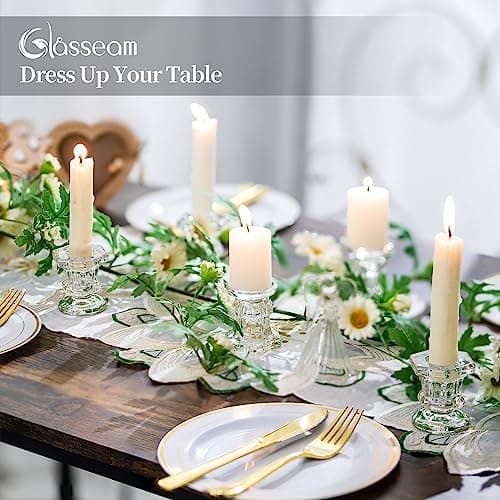 Glasseam Bougeoirs en Verre, Clair Bougeoirs 20 Pcs Bougeoirs Bougeoirs Bougeoirs Bougeoirs De Noël pour Salon Table À Manger Décoration De Mariage