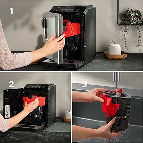 SIEMENS, machine à café tout automatique, EQ300, ceramDrive, milkPerfect, fonction oneTouch, noir piano, TF301E19