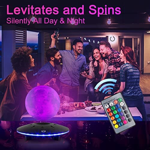 UVEHAS Lampe de lune en lévitation - Lampe de lune magnétique flottante et tournante à 16 couleurs LED, lévitation télécommandée, lampe de nuit de lune 3D pour la décoration de la maison et du bureau