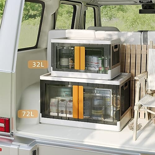 NETEL 4x 94L Empilable BoĂźte de Rangement avec Couvercle et Verrouillable Porte, Pliable Bac de Rangement Plastique avec Roulettes, Grande Caisse Rangement Organisateur pour Cuisine, Salon et Chambre