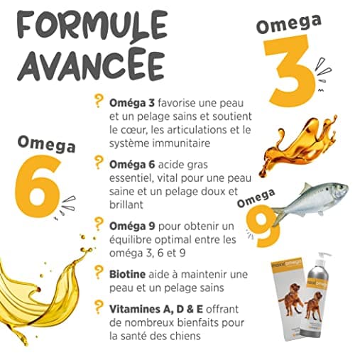 maxxipaws | maxxiomega | Huile Oméga Avancée pour Chiens | pour Une Peau Saine et Un Pelage Brillant | Pompe Facile à Utiliser | Oméga 3, 6 et 9 Plus Vitamines et Biotine | 296 ML