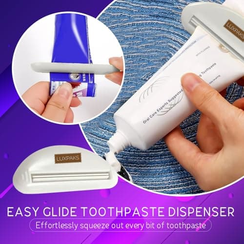 CRST 3DWhite Advanced Luminous Mint Teeth Whitening Toothpaste, 4 Pack of 3.7 oz - Whitens After 1 Brush bundled with LUXPAKS Toothpaste Squeezer