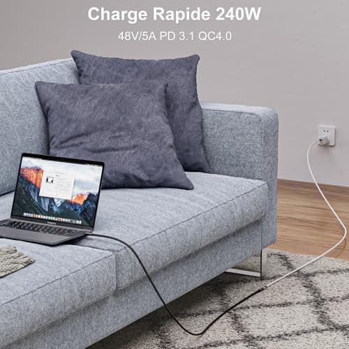 EUDOBEL Rallonge USB C 2m,40Gbps Cable Rallonge USB C,Mâle à Femelle USB 4 8K@60Hz,PD 3.1 240W 5A Cable Extension USB C Nylon Tressé Compatible avec Thunderbolt 4/3,MacBook,iPhone 15Pro,MacBook