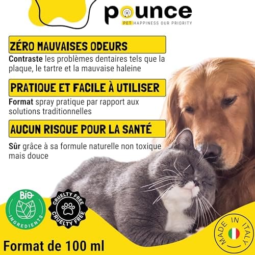 Dentifrice Chien Et Chat Spray 100ml 95% Naturel - Hygiène Buccale Supérieure Sans Rinçage, Effet Anti-Tartre Et Haleine Fraîche, Avec Propolis + Ananas + Menthe, Qualité Italienne