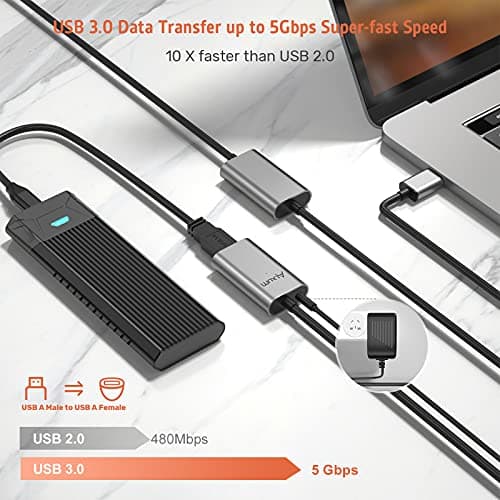 Alxum Actif USB 3.0 Câble Rallonge 10M, Mâle A vers Femelle A Répéteur Câble 5Gbps Compatible pour Oculus Rift, PS VR, Lecteur de Cartes, Clavier, Imprimante, Scanner, Caméra