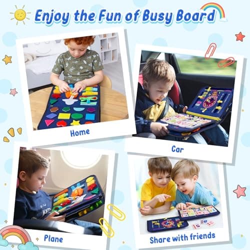 Gontence Busy Board Montessori - Jouet Enfant 2 3 Ans - Jeux Montessori 1 an - Jouet Bebe - Activite Enfant Livre Jouet Sensoriel Cadeau Fille Garcon
