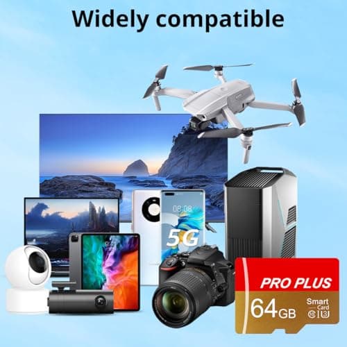 Lot de 2 Carte Mémoire 64 Go avec Adaptateur, Carte Mémoire TF Haute Vitesse, UHS-I, A1, C10, Carte TF pour Tablette/Téléphone/Appareil Photo/Autoradio/Enregistreur de Conduite (TF162 64 Go)