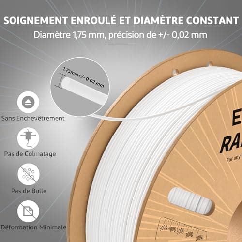 ELEGOO Rapid PLA Plus Filament 1.75mm Noir 1kg, Filament PLA+ pour Imprimante 3D pour Impression à Haute Vitesse 30-600 mm/s, Précision Dimensionnelle +/- 0.02 mm, Bobine de Carton de 1kg (2.2lbs)