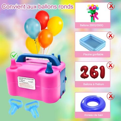 Pompe à Ballons électrique,Gonfleur électrique 220V 600W gonfleur Pompe à Ballons,Double buse gonfleur Pompe Portable pour fêtes,Mariages Anniversaire décoration