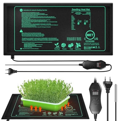 HOSPAOP Tapis Chauffant pour Plantes avec Thermostat, Serre chauffante intérieure Mini 25 x 52,5 cm, pour semis, Animaux domestiques et terrariums de Reptiles, 50 Watts
