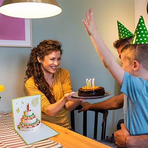 Carte Anniversaire 3D,Carte Pop Up Anniversaire,Carte d'Anniversaire Musique Avec Enveloppe,Carte Anniversaire Femme Homme Fille Anniversaire