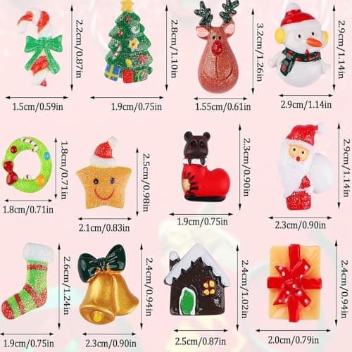 60 Pièces Ornements Miniatures De Noël,Noël Miniature De Résine Père Noël Accessoires De Noël Miniature De Résine Mini Décorations De Noël Figurines Petites Miniatures Ornements Pour Noël Cadeaux