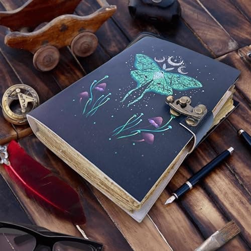 Urban Leather Papillon Journal intime vintage pour homme et femme pour écrire, dessin d'artiste, carnet de croquis, carnet de voyage, carnet de notes pour elle et lui, couverture épaisse non doublée