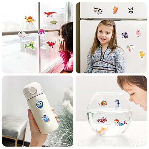 FORMIZON Cahier D'autocollants, Lot de 4 Livres D'autocollants Réutilisables pour Enfants, Animaux de L'océan et Dinosaures Livres D'autocollants Amovibles pour Tout-Petits, pour 2 à 6 Ans