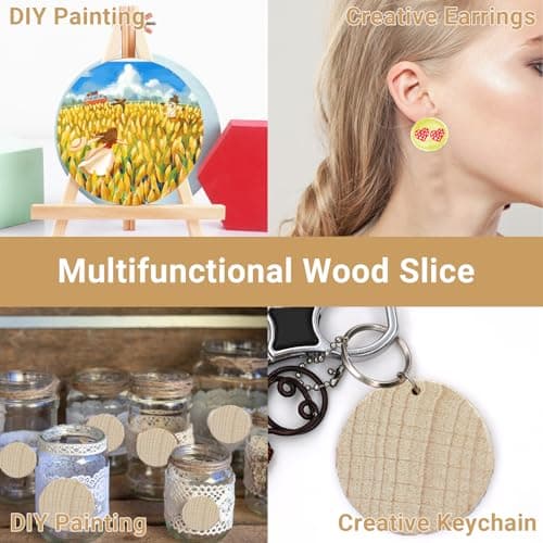 GAESHOW 100 Pièces Tranches de Bois Naturel, Disques de Bois Vierges, Disques de Bois Brut Naturel, Rondelle Rond en Bois Sans Trou, Diamètre 3cm pour Peinture, Bricolage, Artisanat