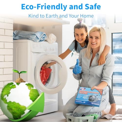 Nettoyant Lave Linge - Pack de 24 pour Nettoyage Profond Tout au Long de l'Année, Convient aux Lave-linges HE, à Chargement par le Haut et Frontal, Élimine les Odeurs, la Saleté et les Accumulations
