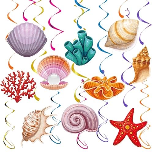 Calkkrer Lot de 10 émerillons à suspendre en forme de bol tropical, décorations de fête sous-marines, thème de plage décorations de plafond. Décor animaux marins guirlandes suspendues décoration.