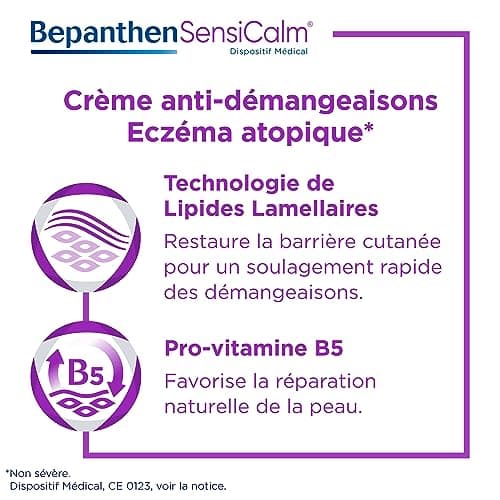 BepanthenSensicalm® Crème anti-démangeaison - Dispositif médical - Eczéma atopique -50g + BepanthenDerma® SensiControl Baume relipidant - Dermo-cosmétique - Hydratation & Anti-grattage- 200ml