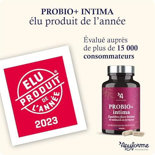 Probio+ Intima - Probiotique Flore Intime - Jusqu'à 40 Milliards UFC/Jour - 4 Souches Lactobacillus Reuteri, Rhamnosus Crispatus et Acidophilus - 100% FRANÇAIS