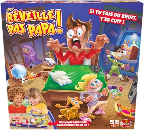 REVEILLE PAS PAPA - Jeu de Société Drôle pour Enfants - A partir de 4 Ans - Développant Concentration, Réflexion et Motricité - A Jouer en Famille ou entre Amis - 2 à 6 joueurs - 20 Min