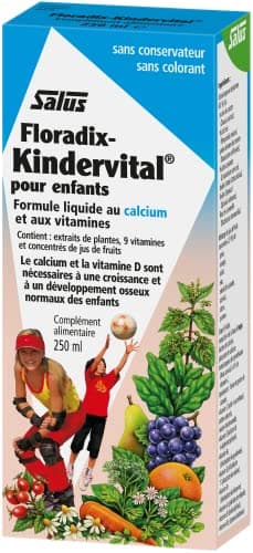 Salus Floradix Kindervital, Pour Enfants, Formule Liquide Enrichie en Calcium et Vitamine D pour la Santé et le Développement des Os, 250 ml