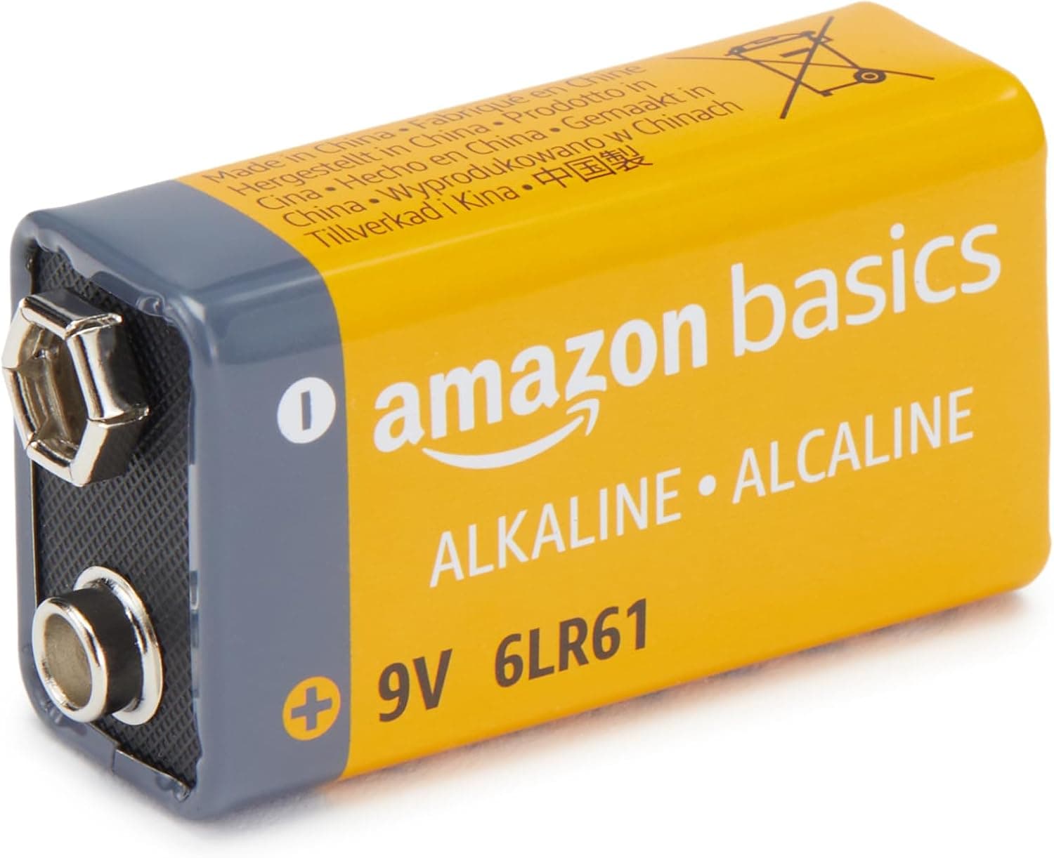 Amazon Basics Lot de 8 Piles alcalines 9 V, 9V/6LR61, durée de Conservation de 5 Ans, pour détecteur de fumée/CO, électroniques et Audio