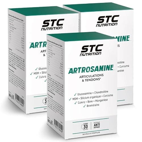 STC NUTRITION - Artrosamine - Complément alimentaire à la Glucosamine, Chondroïtine, MSM, Curcuma, vitamines & minéraux - Résistance & articulations - Souplesse des tendons - Lot de 3