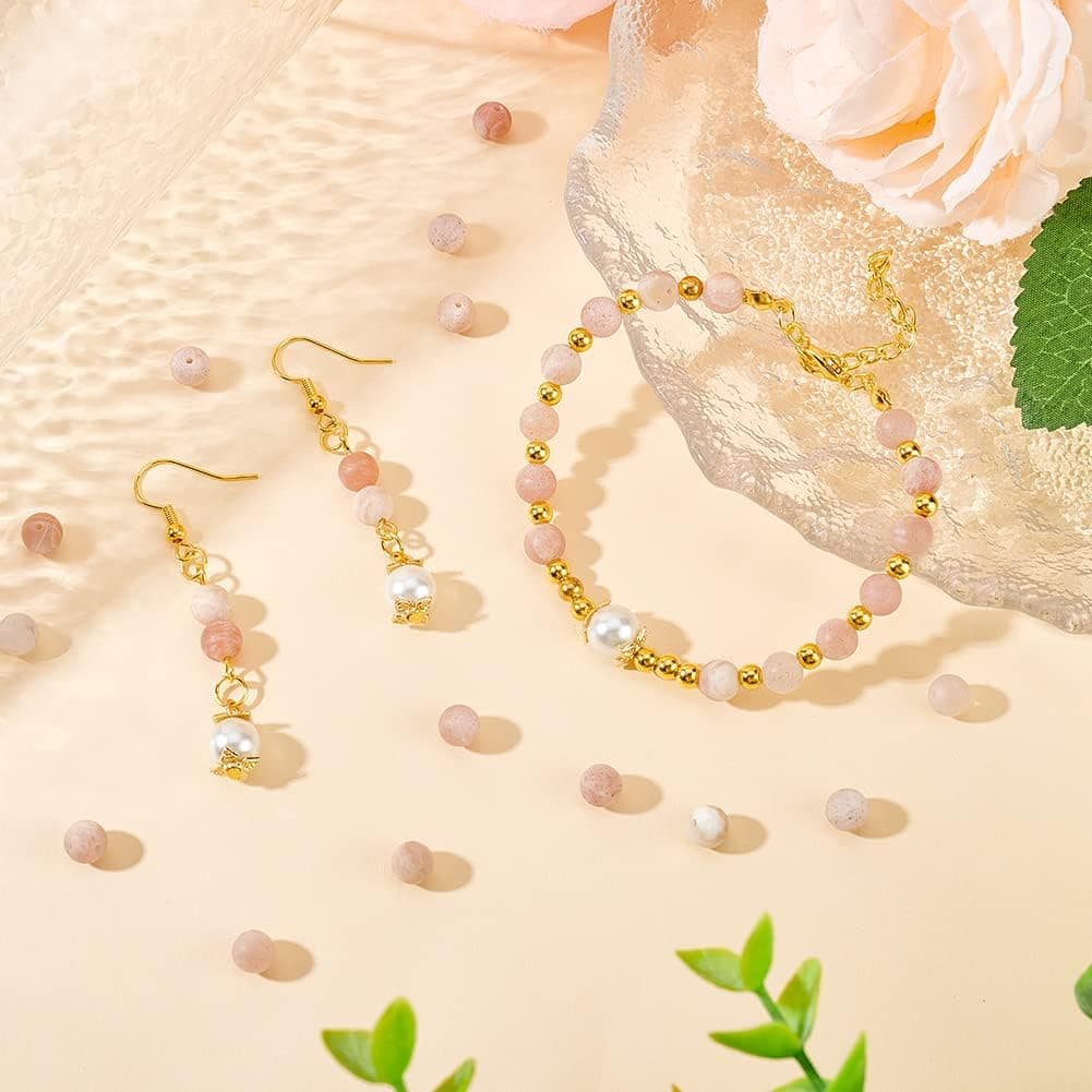 OLYCRAFT 100pcs Perles Pierre Soleil Naturelle Lisses Bracelet Collier | 6mm De DiamèTre, 1mm Trou, Pierre éNergéTique Vrac, Parfaites Pour Fabriquer Vos Bracelets, Colliers Et Boucles Artisanaux