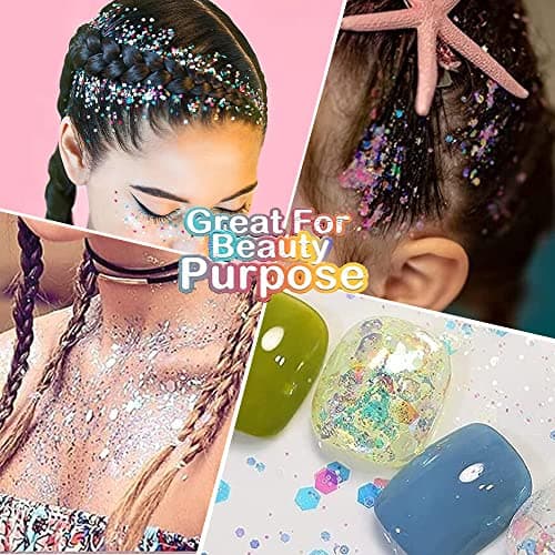 KUIRUNRX® Lumineuse Paillettes Gel,12 Couleurs Maquillage Paillettes Glitter,Holographique Paillettes Set,Paillettes de Corps,Fluorescent Paillette pour Visage,Corps, Cheveux,Mascarade,Halloween,Fête