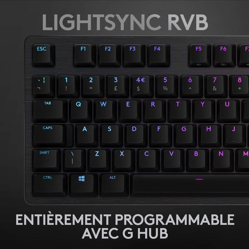 Logitech G512 Clavier Gamer Mécanique | RGB LIGHTSYNC, Switchs GX Brown, Aluminium 5052, Touches de Fonction, Relais USB, Français AZERTY - Noir