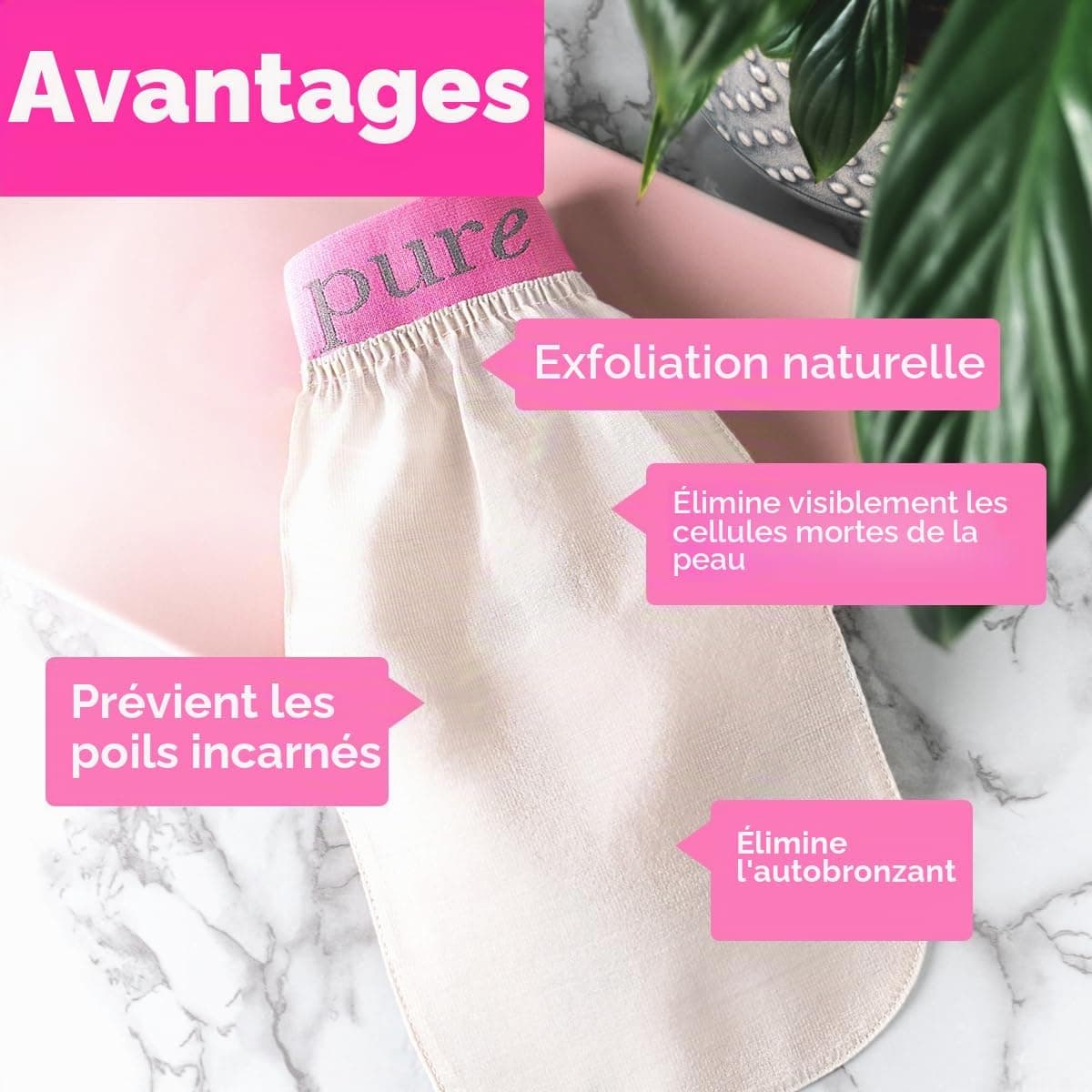 âme pure® So Silky MittTM Gant exfoliant en soie pure pour le corps - Gant pour peau lisse - Hammam