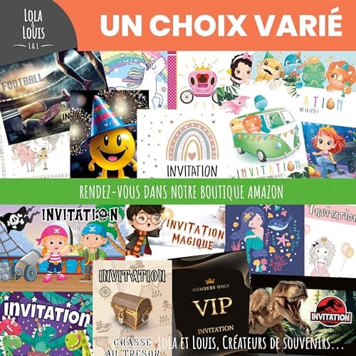 LOLA & LOUIS® • 10 cartes invitation anniversaire en Français • 10 enveloppes • Thèmes super-héros (Spiderman, Flash, Captain America, Batman) • Cartons pour inviter filles et garçons