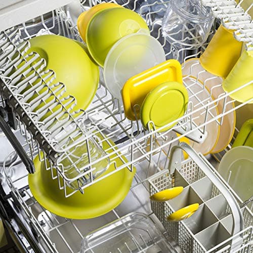 Omada Design Saladier 1,5 lt. 20x9 cm blanc intérieur coloré extérieur, en plastique et antibactérien, convient au micro-ondes et incassable, idéal en cuisine, ligne Sanaliving