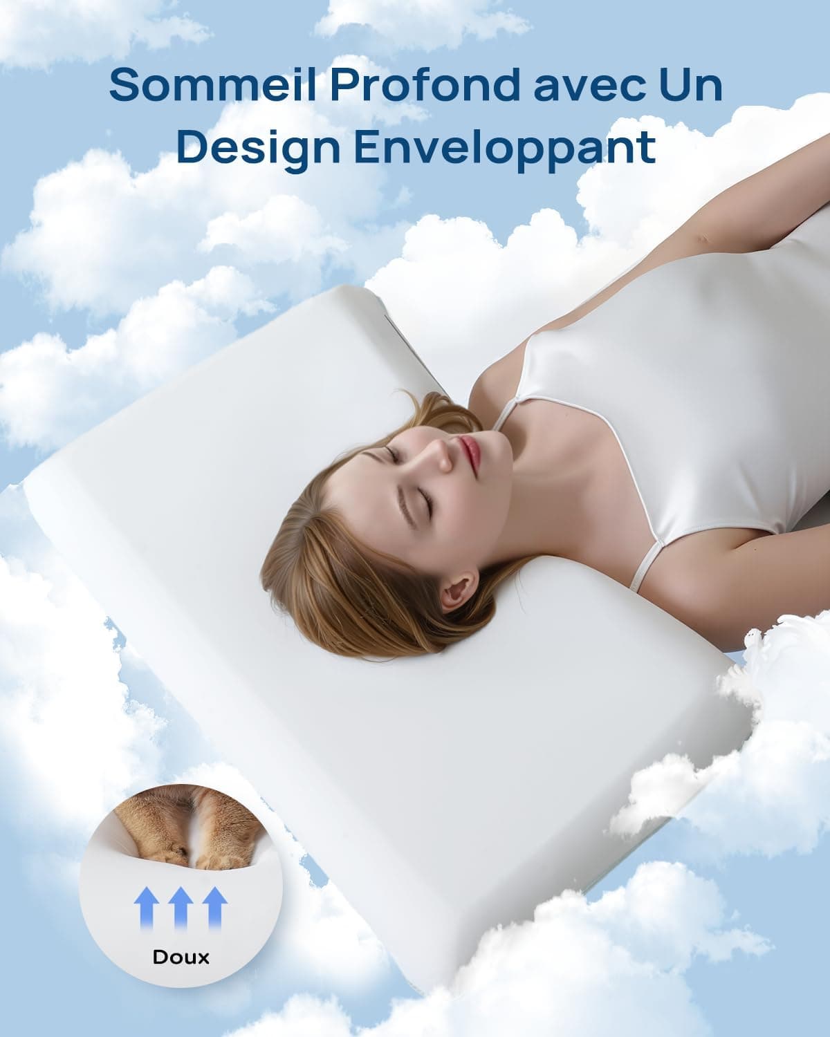 Releep Oreiller Moelleux rafraîchissant, 40x60 Oreiller en Mousse à mémoire de Forme