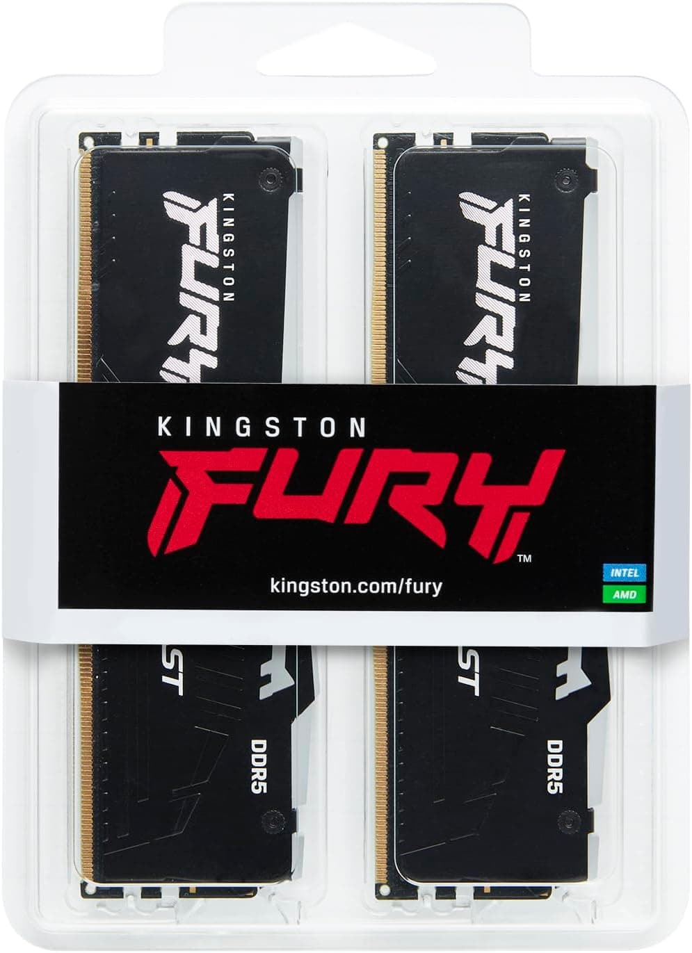 Kingston FURY Beast Noir DDR5 16Go (2x8Go) 6000MT/s CL36 DIMM Mémoire pour PC de Gamer Kit de 2 AMD EXPO et Intel XMP - KF560C36BBEK2-16