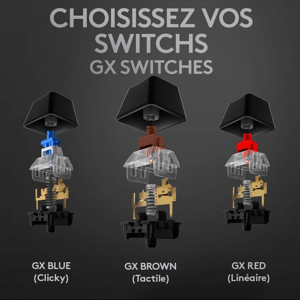 Logitech G512 Clavier Gamer Mécanique | RGB LIGHTSYNC, Switchs GX Brown, Aluminium 5052, Touches de Fonction, Relais USB, Français AZERTY - Noir
