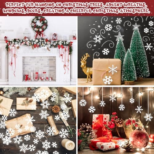 QINERSAW 150 PCS Flocon de Neige Decoration en Bois Ornements de Flocon de Neige en Bois Décorations de Noël pour Sapin Flocon de Neige à Suspendre Décoration de Noël en Bois pour Arbres de Noël