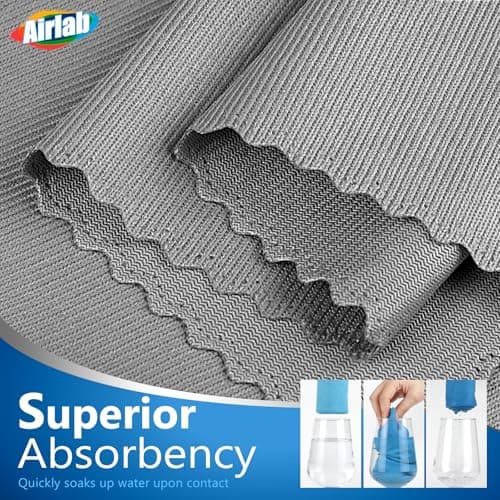 Airlab Chiffon Magique Microfibre, 8X Serviette sans Trace Absorbant Polissage, Lingette Essuie Verre Vitre Lunette Vaisselle Cuisine Menage Voiture, Torchon Nettoyage Réutilisable Lavable, 40x30 CM
