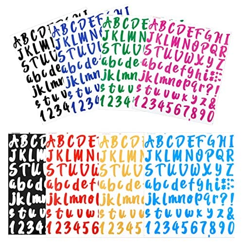 8 Feuilles Autocollants Lettres, Stickers Alphabet, Lettres et Chiffres Adhésives Stickers, Sticker Scrapbooking 8 Couleurs, Vinyle Stickers pour Boîte aux Lettres, Carte, Porte, Diy Décoration