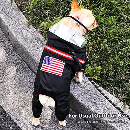 PETCUTE Imperméable pour Chien avec Capuchon,Coupe-Vent et Imperméable 100% Veste pour Chien avec Bandes Réfléchissantes,Trou pour Harnais,Ultraléger Respirant Vêtement pour Petit Moyen Gros Chiens