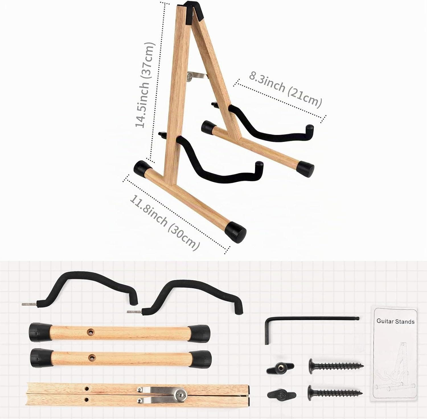 LEKATO Support de guitare acoustique en bois dur pour guitare électrique basse avec rembourrage en mousse pour guitares, basse, violoncelle, banjo, mandoline, ukulélé