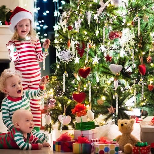 Sucre d'orge Glitter de Noël,12 pcs Candy Cane Canne à Sucre Noel Déco, Bonbons de Canne Decoration Plastique avec des Cordes,Décoration à Suspendre pour Sapin de Noël,Scintillant Doré,13cm