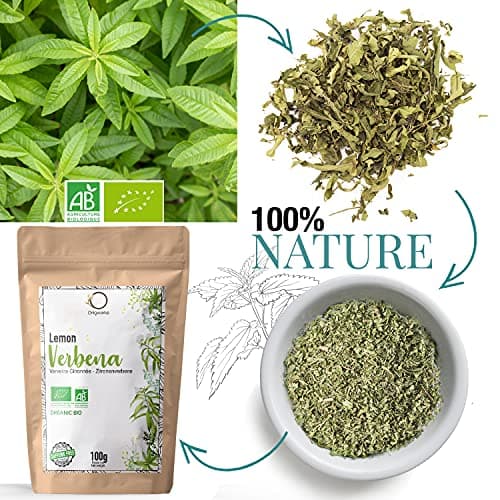 ORIGEENS VERVEINE CITRONNEE BIO 100g | FEUILLES SECHEES DE VERVEINE CITRON | The Verveine odorante Bio en vrac sans théine, Tisane sommeil