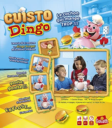 CUISTO DINGO - Jeu de Société pour Enfants - Amusez-vous à Nourrir le Cochon sans Faire Exploser son Ventre - Jeu Rigolo dès 4 Ans - Jouez en Famille ou entre Amis - 2 à 4 joueurs - 15 Min