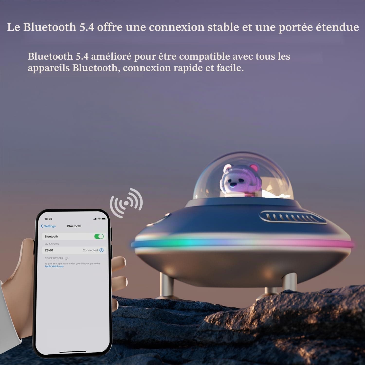 Enceinte Bluetooth avec Veilleuse LED RGB, Lampe de Chevet Sans Fil | Cadeau Anniversaire pour Garçon, Homme,Ado Enceinte Portable avec Lumière d'Ambiance, Déco Chambre Gaming,USB AUX Carte TF