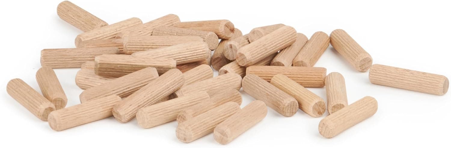 Chevilles en bois 1kg - 8 x 40 mm (~600 pièces) | Chevilles en bois cannelées | Chevilles en hêtre massif dans une boîte robuste | Idéal pour fraiseuse à chevilles et Meisterdübler
