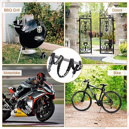 GRIFEMA GA1201-12, Chaîne Antivol Vélo 120 CM, Chaîne Cadenas Vélo pour Vélos, Motos, trotinette electrique, Portails, Noir