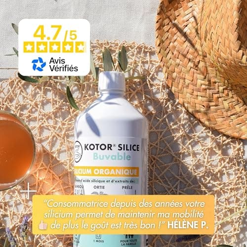 KOTOR SILICE BUVABLE 1L | Lot de 3 | Silicium Organique Francais & Naturel | Santé des Articulations, Cartilages, Os, Peau, Cheveux, Ongles | Silicium + Ortie + Prêle + Bambou | 3 mois